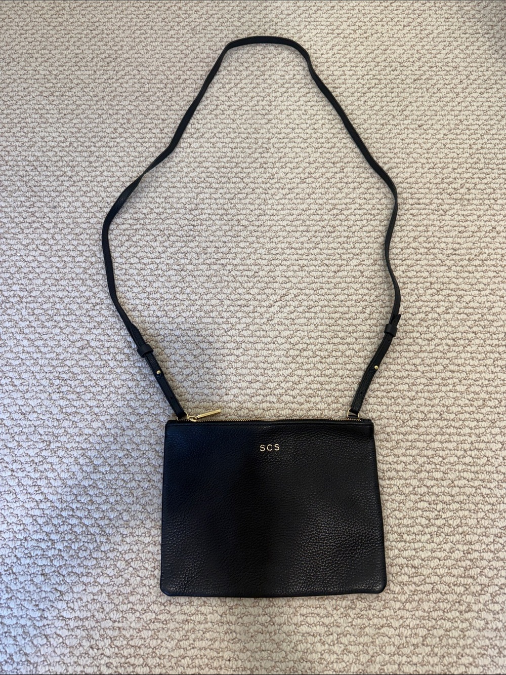 Black Cuyana Pebble Leather Zip Crossbody Bag